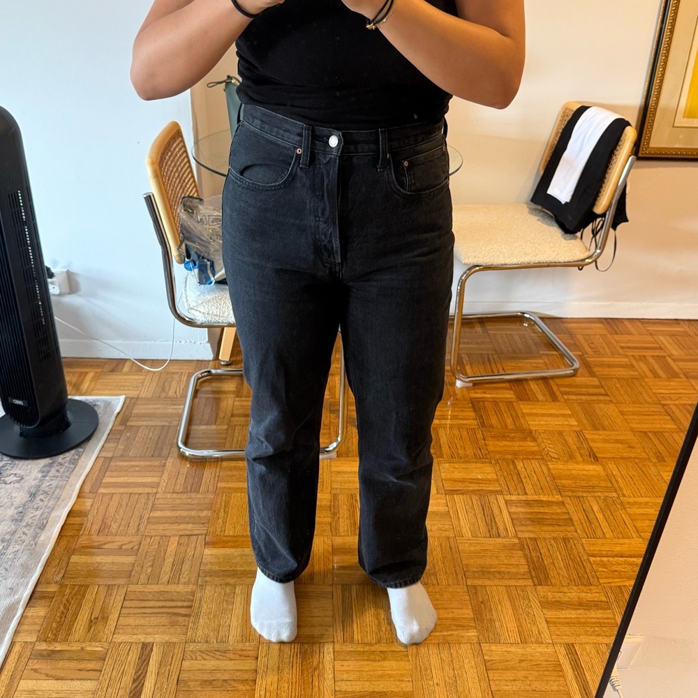 Black high rise straight jean